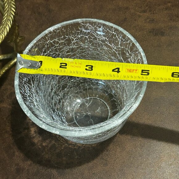 Vintage 3 Leg Brass Cherubs Cupid Pedestal Stand With Crackle Glass Bowl - Picture 16 of 16